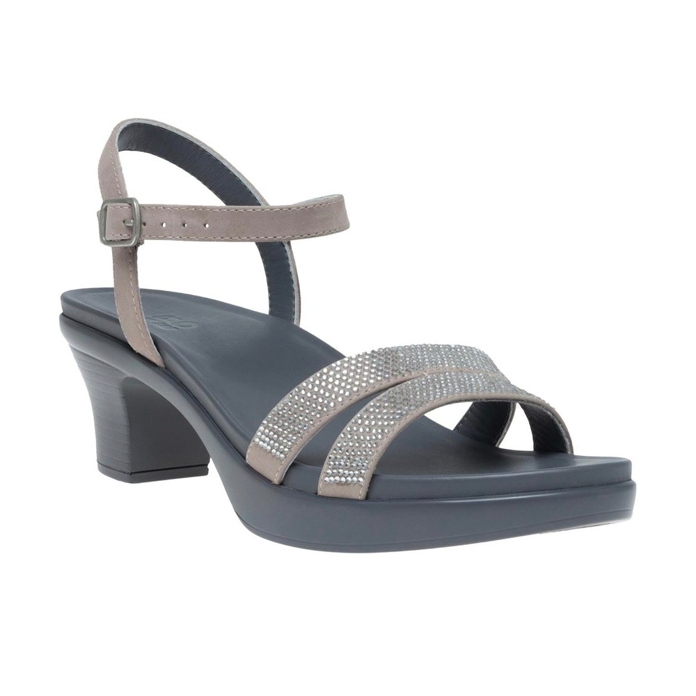 ABEO‎ Faith 2360 Womens Neutral Leather Rhinestone Platform Block Heel Sandals 8